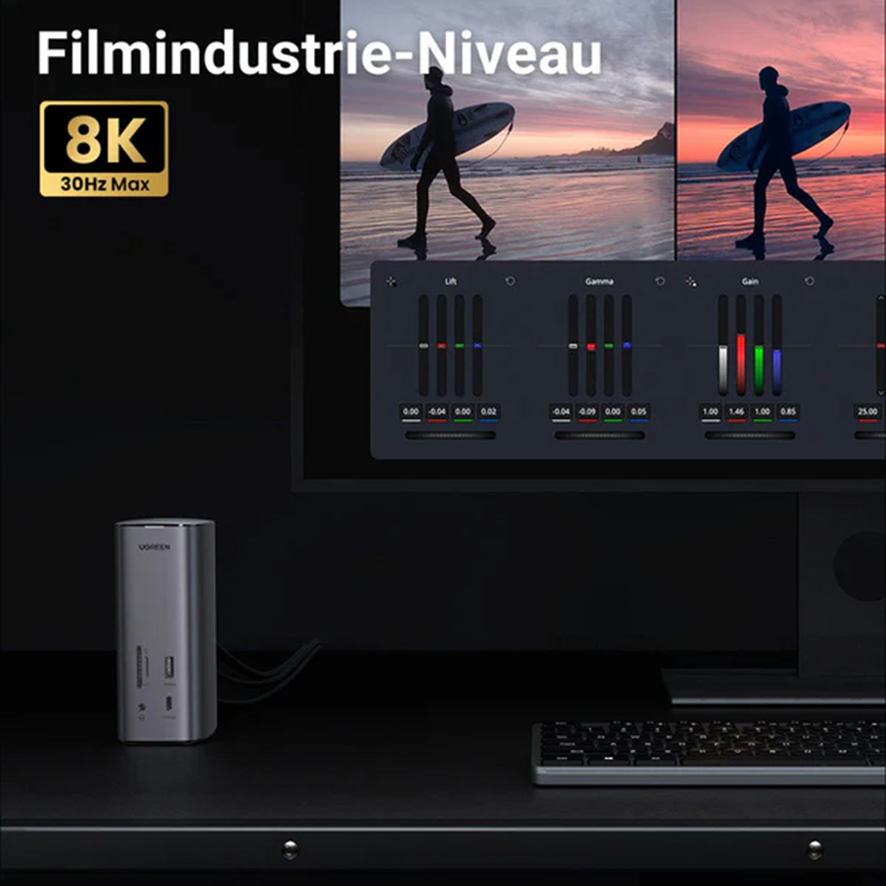 Docking station USB-C 8K cu 2x HDMI, DisplayPort și RJ45