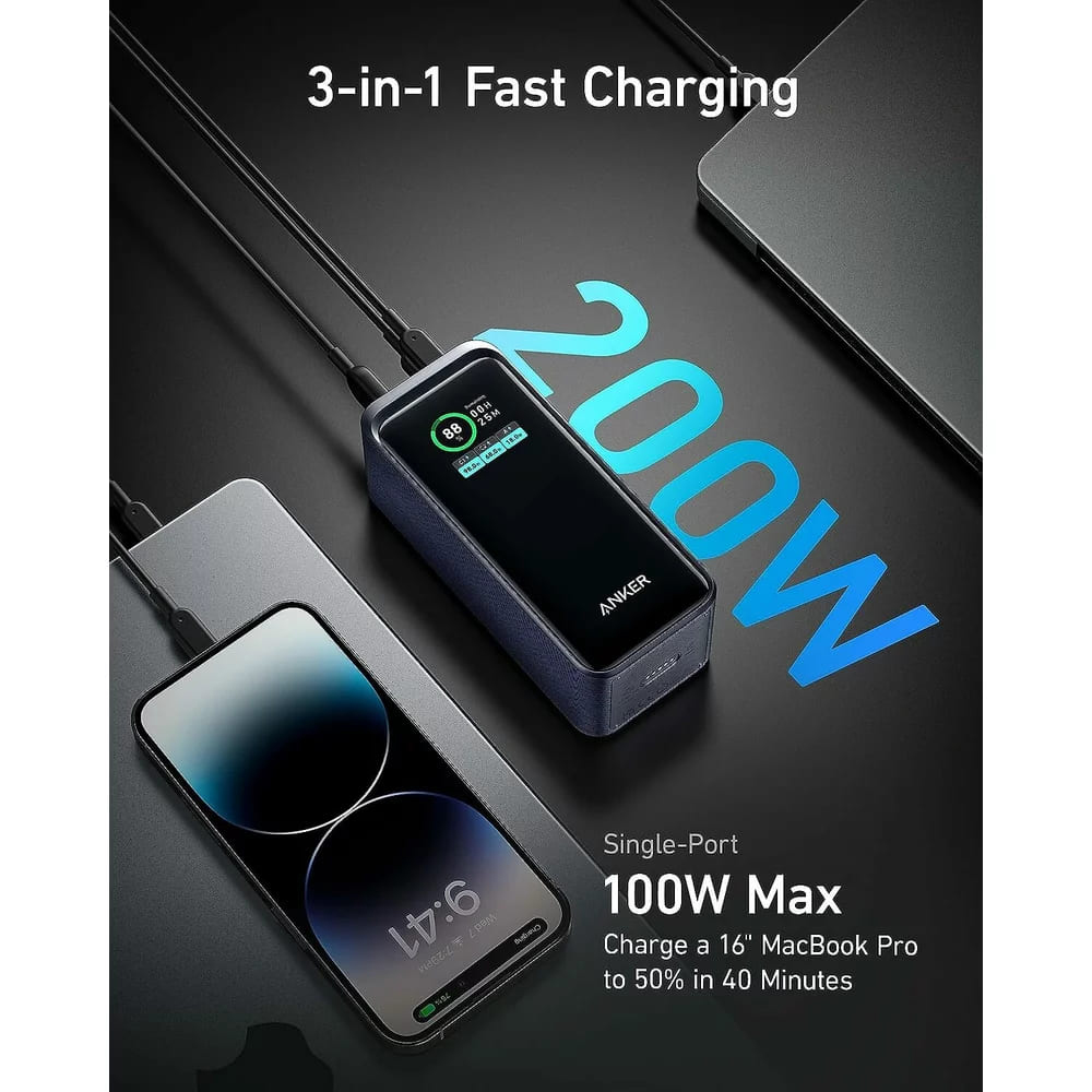 Power bank 20000mAh 200W cu 2 porturi USB-C și afișaj digital