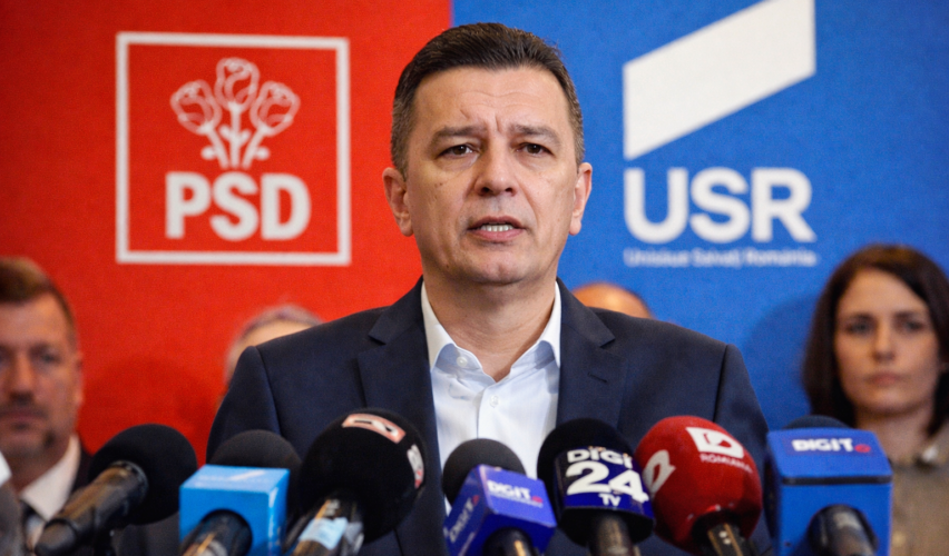 Sorin Grindeanu susține declarații de presă despre salariile din sectorul public, în contextul tensiunilor cu USR.