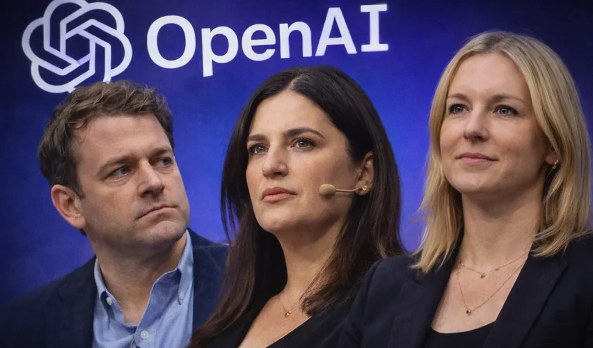 Conducerea OpenAI cu Brad Lightcap, Fidji Simo și Kate Rouch în contextul reorganizării companiei